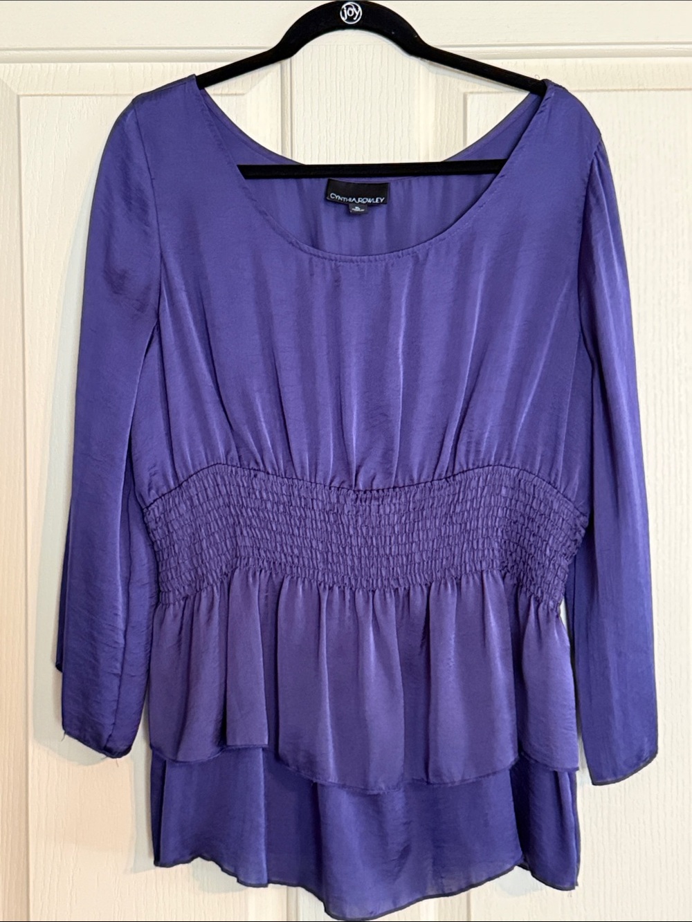 Cynthia Rowley Violet Smocked-Waist Peplum Blouse